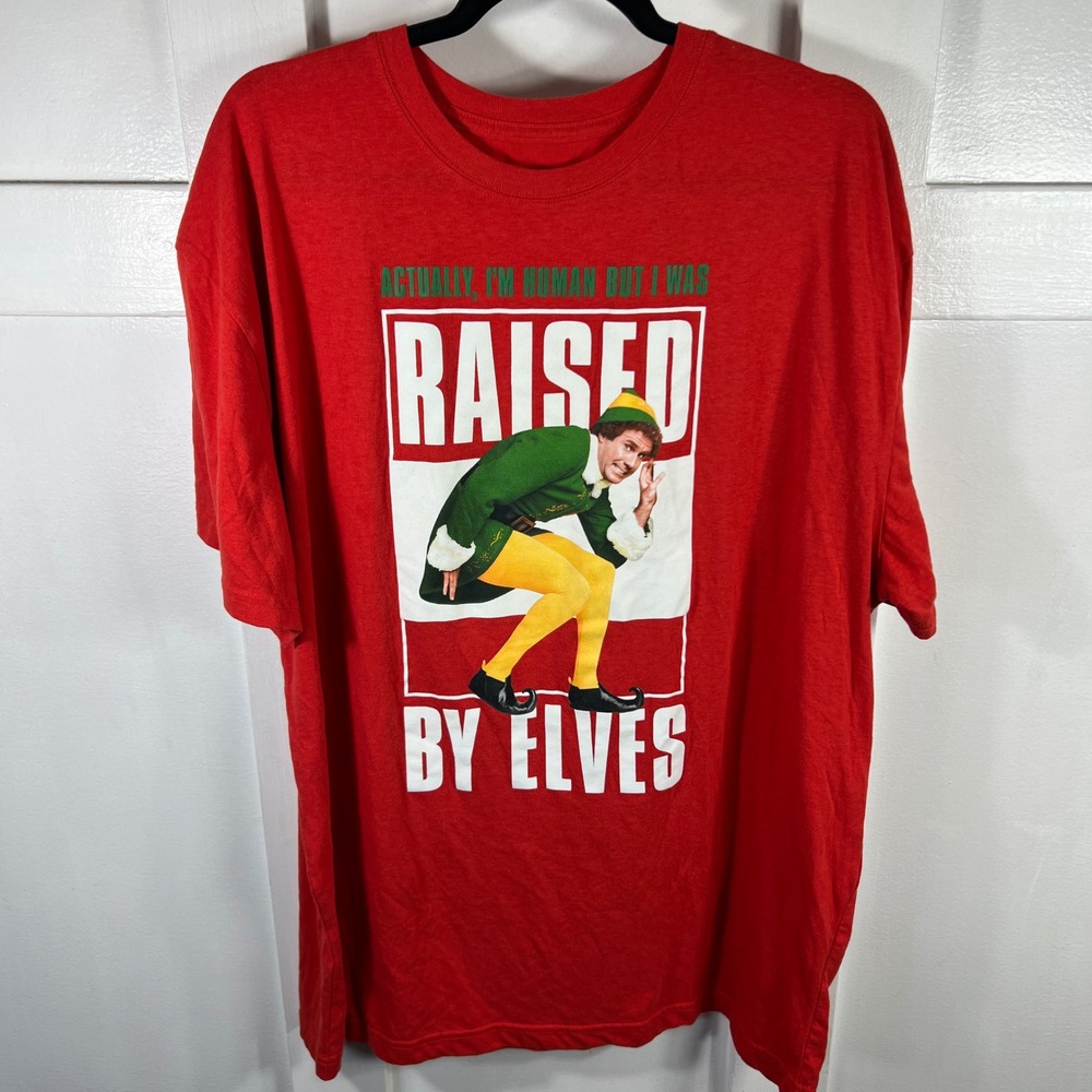 Elf Movie Buddy The Elf Raised By Elves Red Graphic T-Shirt XXL 2076
